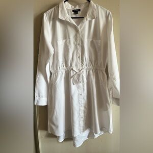 White full sleeve cotton above knee dress